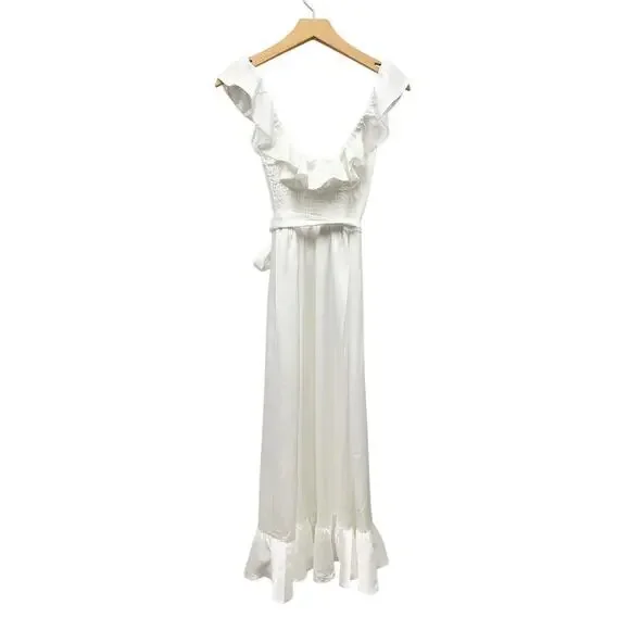 Show Me Your Mumu Alexis Midi Dress in Ivory Luxe Satin size Small - Picture 7 of 11